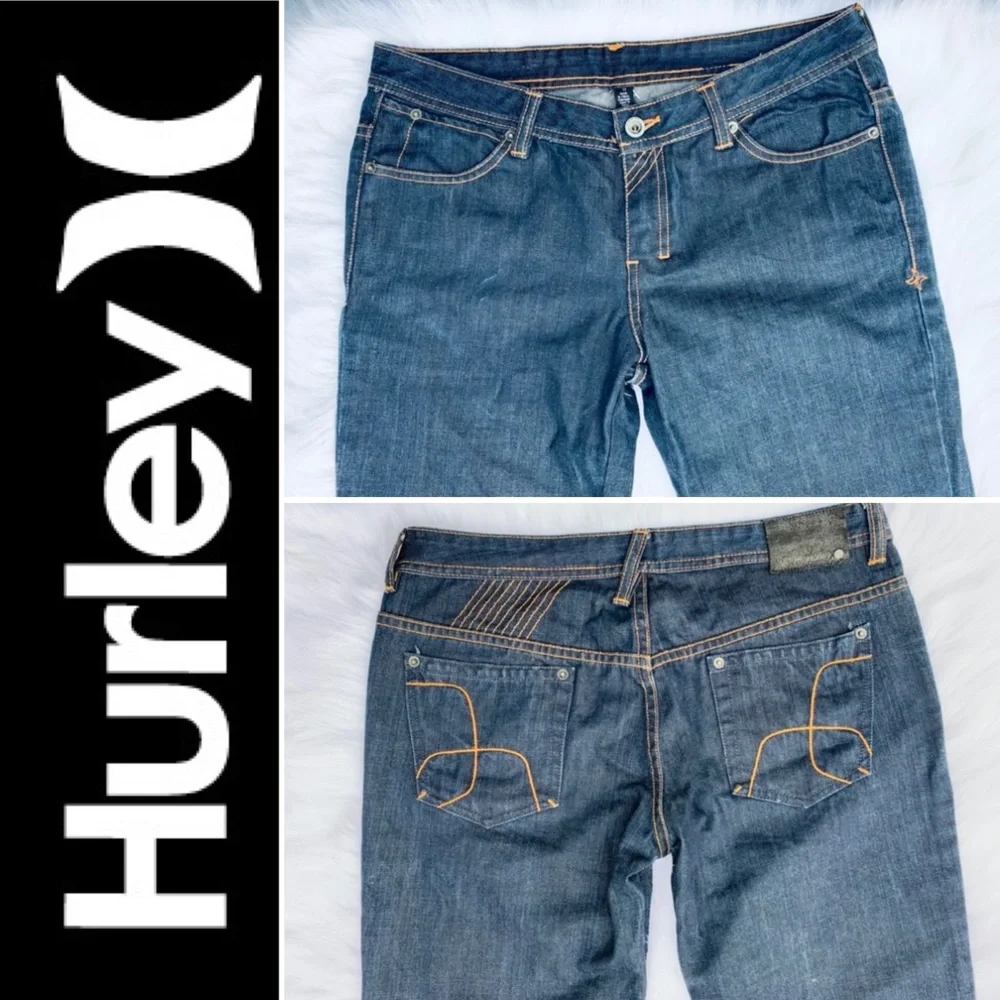 💋 SOLD💋 Hurley Dark Wash Midrise Straight Leg Jeans - Picture 3 of 9